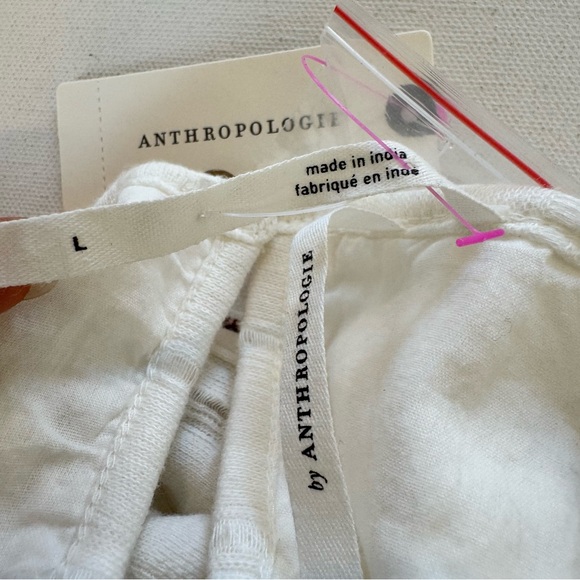 NWT Anthropologie Boho Embroidered Floral Sleeveless Top Women’s L Ivory Cotton - Picture 9 of 11